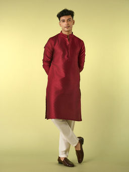 Diwas by Manyavar - Maroon Majesty Kurta Pyjama for Men