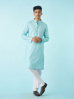 Diwas by Manyavar - Vibrant Aqua Green Kurta Pyjama for Men