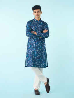 Diwas by Manyavar - Enchanting Dark Blue Kurta Pyjama for Men