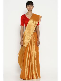 Via East - Sunset Metallic Silk-Tissue Chanderi Saree with Unstitched Blouse