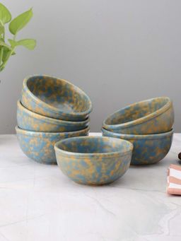 VarEesha - Blue Mustard Ceramic Dessert Bowls
