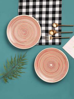 VarEesha - Parikrama Red Spiral Ceramic 7 Inch Side Plates
