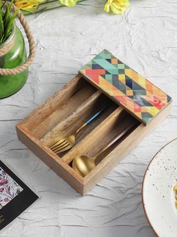 VarEesha - Mosaic Mango Wood Horizontal Spoon Holder