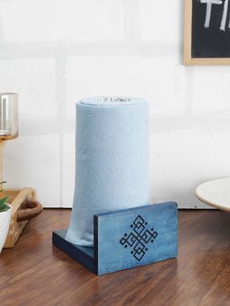 VarEesha - Hand-made Distress Blue Wooden Kitchen Tissue Roll Holder
