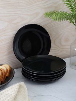 VarEesha - Ebony Black Ceramic Quarter Plates
