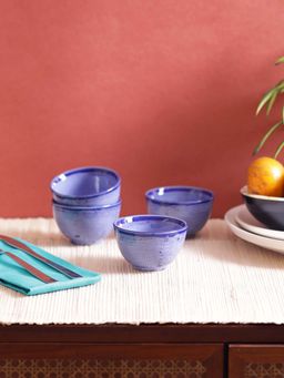 VarEesha - Hand Crafted Blue Studio Ceramic Dessert Bowls