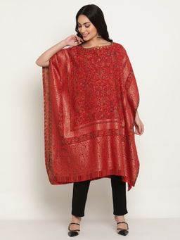 La Vastraa - Women's Long Pure Wool Kaftan with Zari Weaving