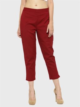 Indibelle - Cotton Maroon Peg Pant