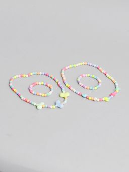 EL REGALO - Kids Girls Jewellery 2 Necklace and 2 Bracelet Combo Multi Color (Set of 4)