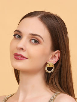 Auraa Trends - Gold Traditional Ethnic Statement Stud Earrings For Women