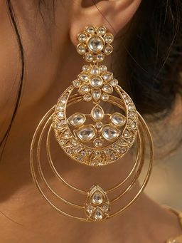 Auraa Trends - White Gold Plated Kundan Earrings For Women