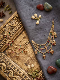 Auraa Trends - Multi-Colour Traditional Gold Plated Kaan Chain For Women