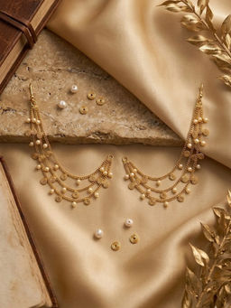 Auraa Trends - White Traditional Gold Plated Pearl Kaan Chain For Women