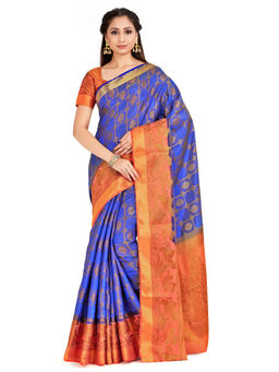 Mimosa - Purple Kanjivaram Style Art Silk Saree With Unstitched Blouse