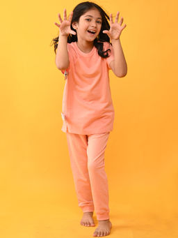 ANTHRILO - Peach Silver Bow Girls Summer Jogger Peach (Set of 2)