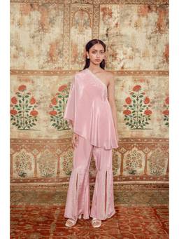 LABEL NAARITI - Zurain Pink Crepe Embroidered Co-ord Set