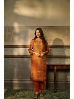 Zari Jaipur - Brown Embroidered Kurta and Pant with Dupatta