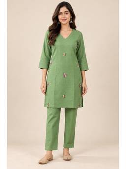 Zuri - Green Embroidered Motif Kurta and Pant