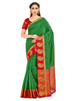 Mimosa - Green Arni Pattu Style Art Silk Saree With Unstitched Blouse