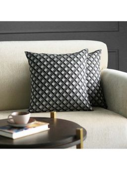 GM - Geometric Woven Cushion Cover with Zipper- Pack of 2 (Size: 16x16")