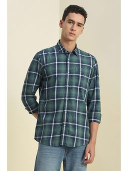 Allen Solly - Men Green Checks Full Sleeves Casual Shirt