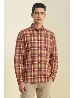Allen Solly - Men Red Checks Full Sleeves Casual Shirt