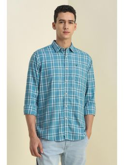 Allen Solly - Men Light Blue Checks Full Sleeves Casual Shirt