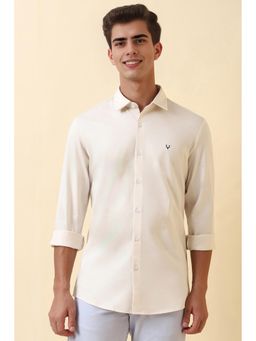 Allen Solly - Men Off White Solid Full Sleeves Casual Shirt