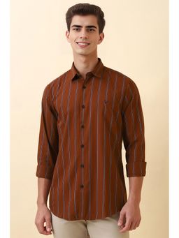 Allen Solly - Men Brown Stripes Full Sleeves Casual Shirt