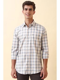 Allen Solly - Men Beige Checks Full Sleeves Casual Shirt