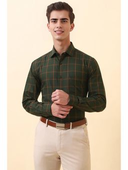 Allen Solly - Men Olive Checks Full Sleeves Formal Shirt