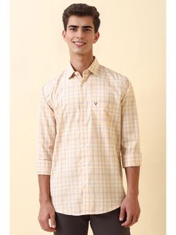 Allen Solly - Men Beige Checks Full Sleeves Casual Shirt