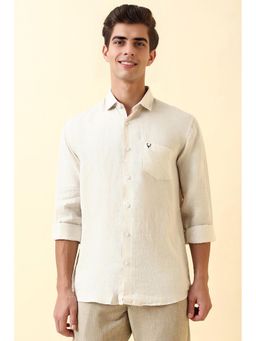 Allen Solly - Men Light Beige Solid Full Sleeves Casual Shirt