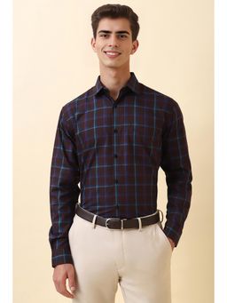 Allen Solly - Men Maroon Checks Full Sleeves Formal Shirt