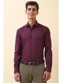 Allen Solly - Men Wine Floral Printed Full Sleeves Party Shirt