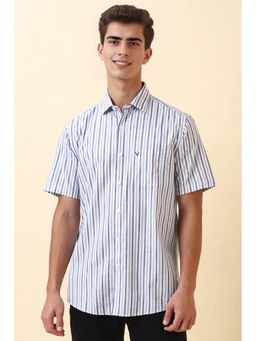 Allen Solly - Men White Stripes Half Sleeves Casual Shirt