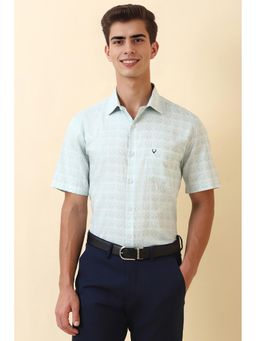 Allen Solly - Men Green Printed Half Sleeves Formal Shirt