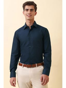 Allen Solly - Men Navy Blue Printed Full Sleeves Formal Shirt