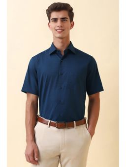 Allen Solly - Men Navy Blue Printed Half Sleeves Formal Shirt