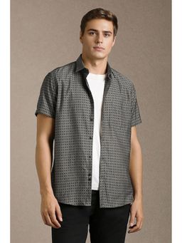 Louis Philippe - Men Grey Printed Half Sleeves Casual Shirt