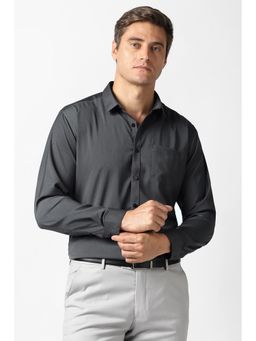 Van Heusen - Men Dark Grey Solid Full Sleeves Formal Shirt