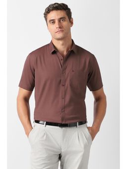 Van Heusen - Men Brown Solid Half Sleeves Formal Shirt