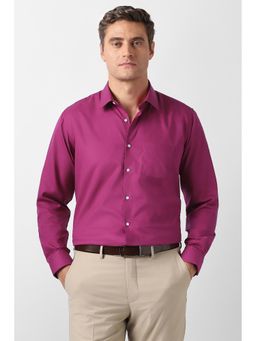 Van Heusen - Men Magenta Solid Full Sleeves Wedding Shirt