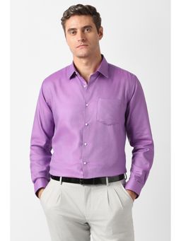 Van Heusen - Men Purple Textured Full Sleeves Formal Shirt