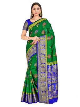Mimosa - Green Paithani Style Art Silk Saree With Unstitched Blouse