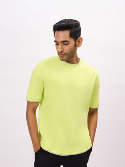 Bombay High - Green Lime Oversized Fit Solid T-Shirt For Men