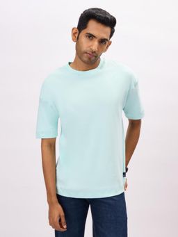Bombay High - Aqua Oversized Fit Solid T-Shirt For Men