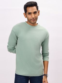 Bombay High - Sage Green Oversized Fit Solid Long Sleeve T-Shirt For Men