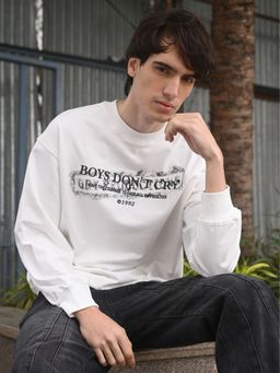 Odette - Franco White Solid Cotton Rib T-shirt For Men