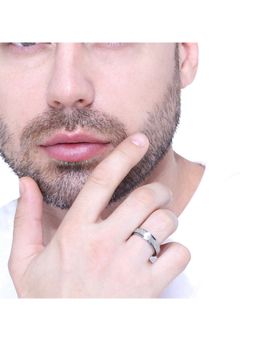 Yellow Chimes - Men Silver-Toned Stainless Steel Bold Ring